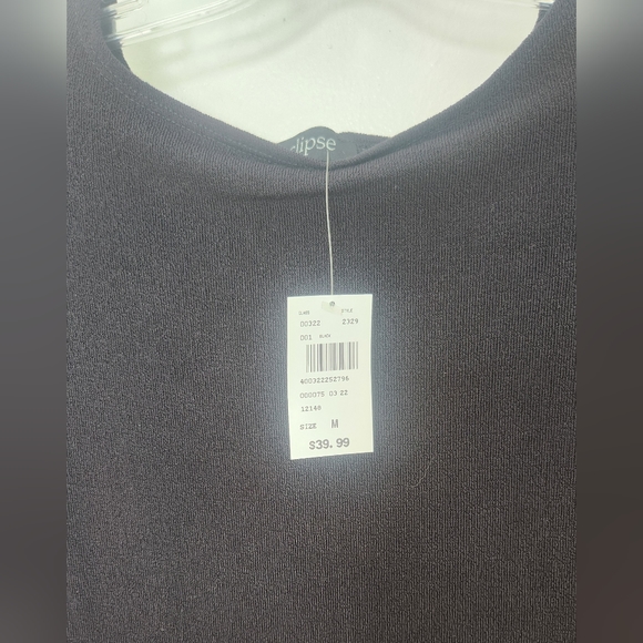 New with tags, black,elbow length,bat wing, light knit shirt from Eclipse - Picture 2 of 3